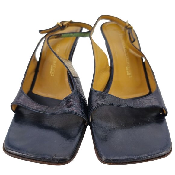 Giuseppe Zanotti Italy Alligator lizard Leather Slingback Open-toe Heels Womens - Picture 11 of 12